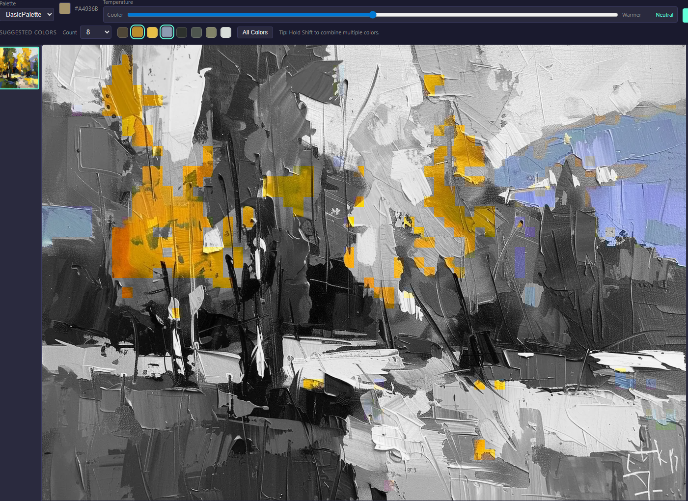 Fokusmodus mit entsättigtem Bild